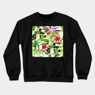 Tropical Background. watercolor tropical leaves and plants. Hand painted jungle greenery background Crewneck Sweatshirt